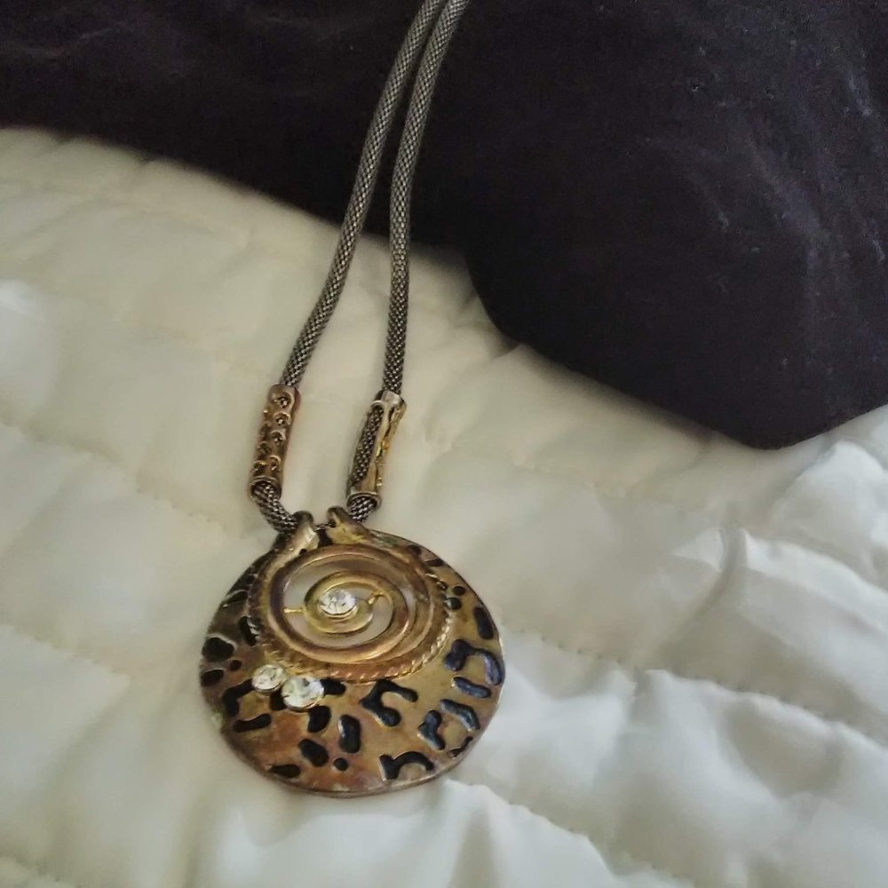 PeaceGoods Gold color Medallion, crystal accents